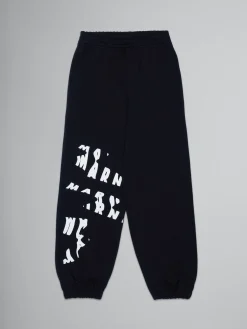 Kids>Marni Balck Fleece Baggy Trousers With Logo BLACK