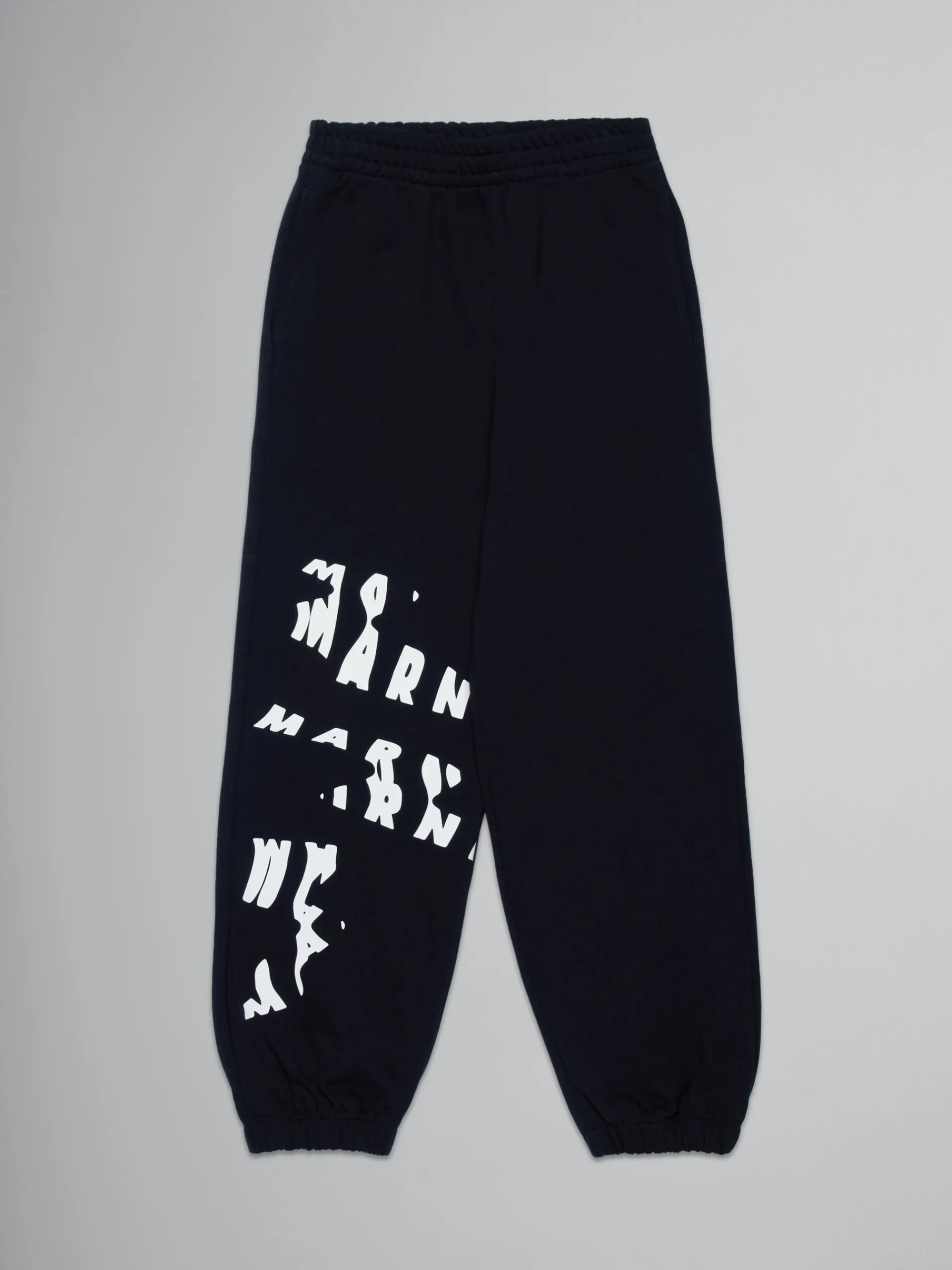 Kids>Marni Balck Fleece Baggy Trousers With Logo BLACK