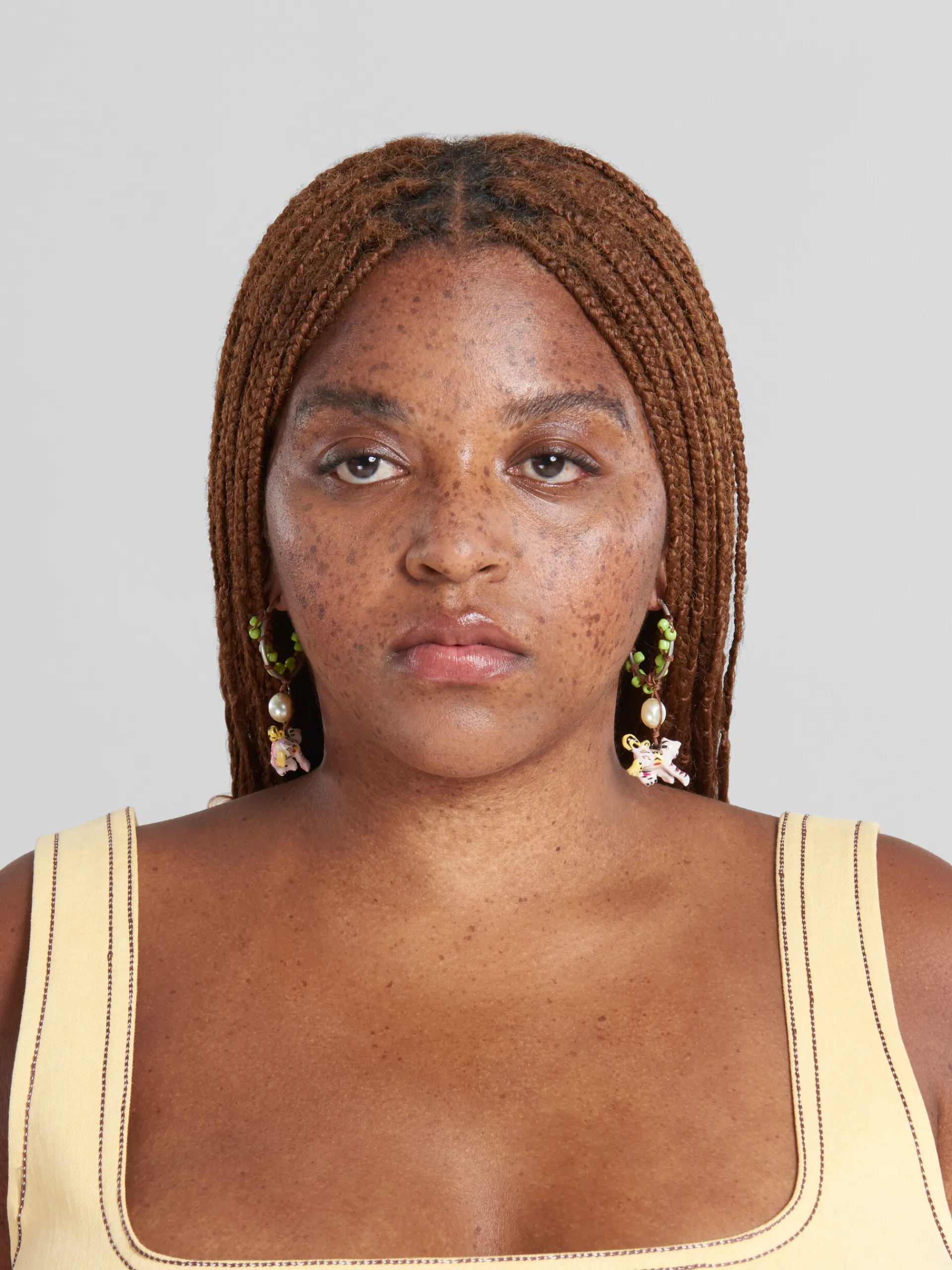 Earrings>Marni Beaded Earrings With Tiger Pendants EMERALD/FLAMINGO