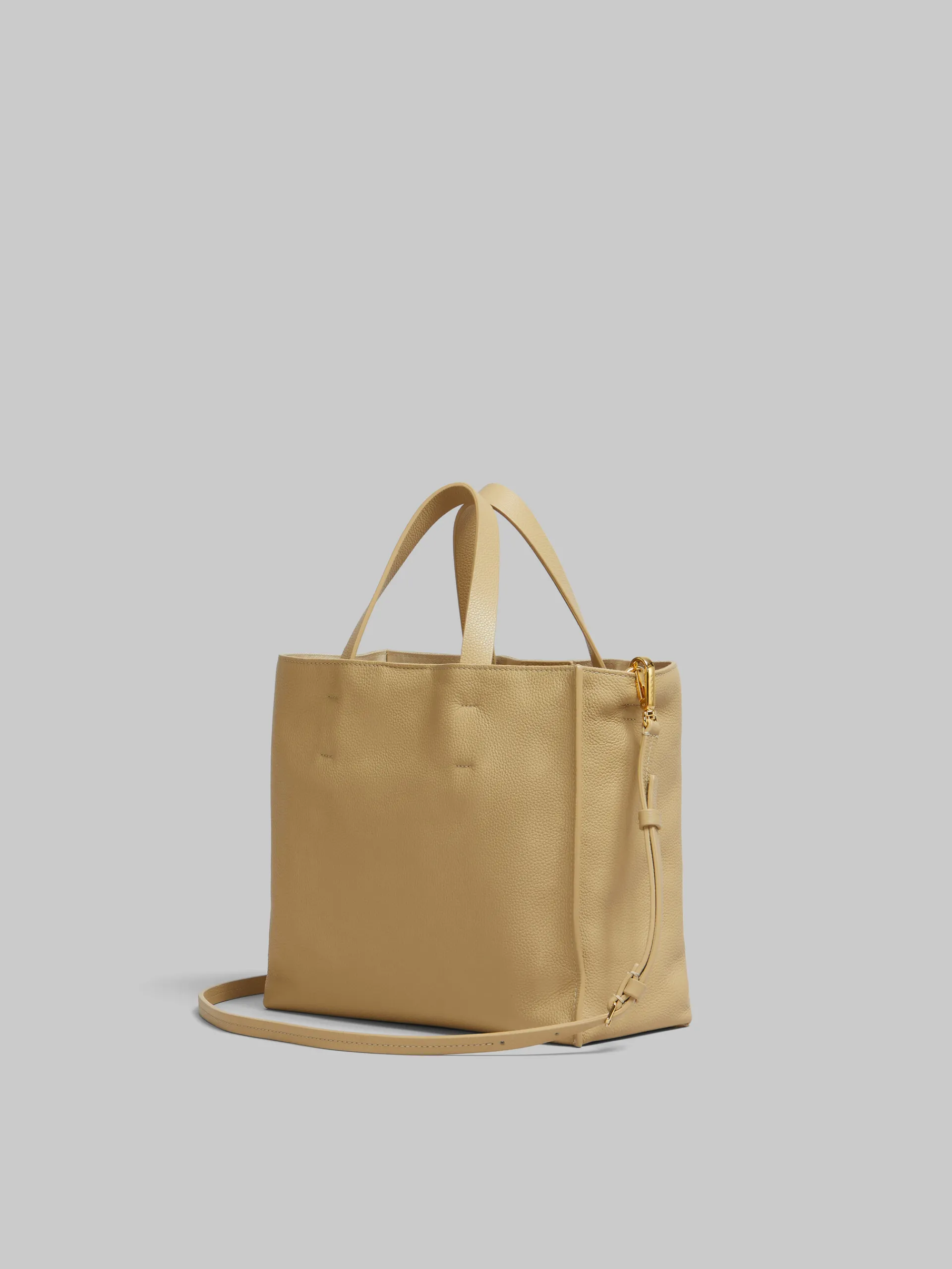 Tote Bags>Marni Beige Leather Museo Soft Tote Bag With Mending NOMAD/BEIGE