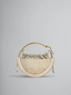 Handbags>Marni Beige Leather Small Tunnel Hobo Bag SOFT BEIGE/SOFT BEIGE