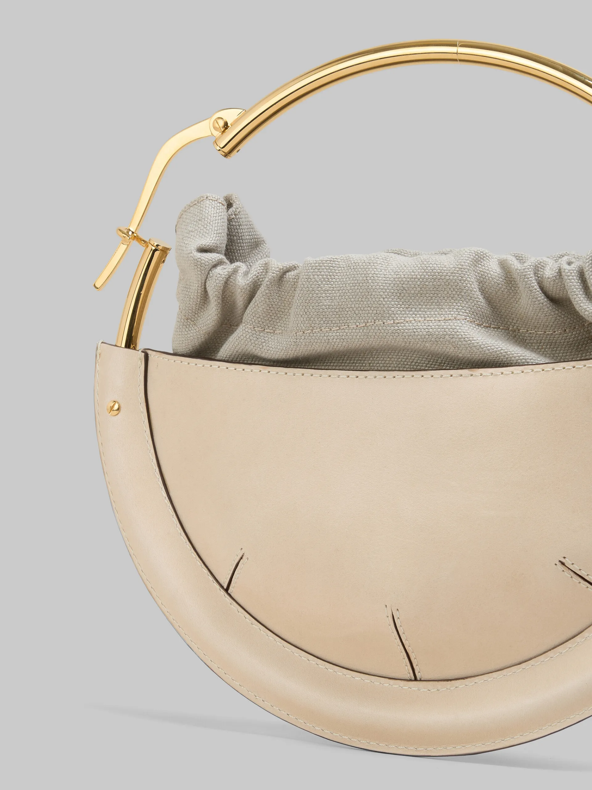 Handbags>Marni Beige Leather Small Tunnel Hobo Bag SOFT BEIGE/SOFT BEIGE