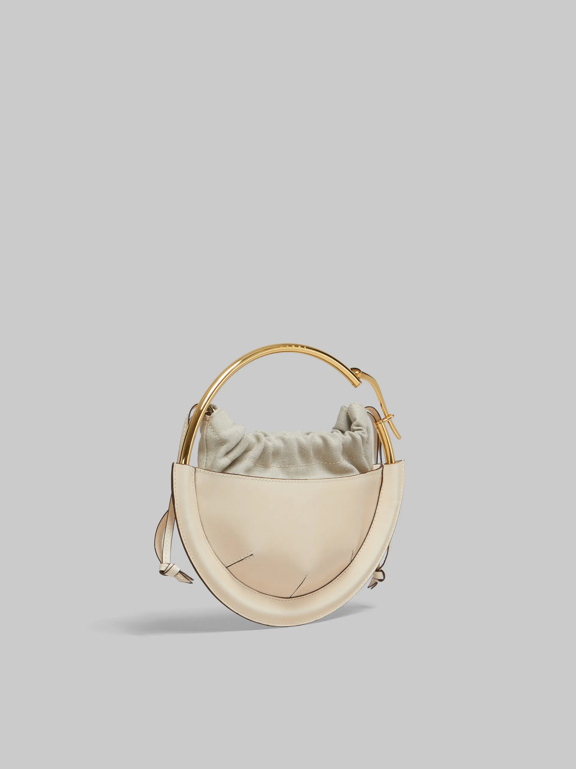 Handbags>Marni Beige Leather Small Tunnel Hobo Bag SOFT BEIGE/SOFT BEIGE