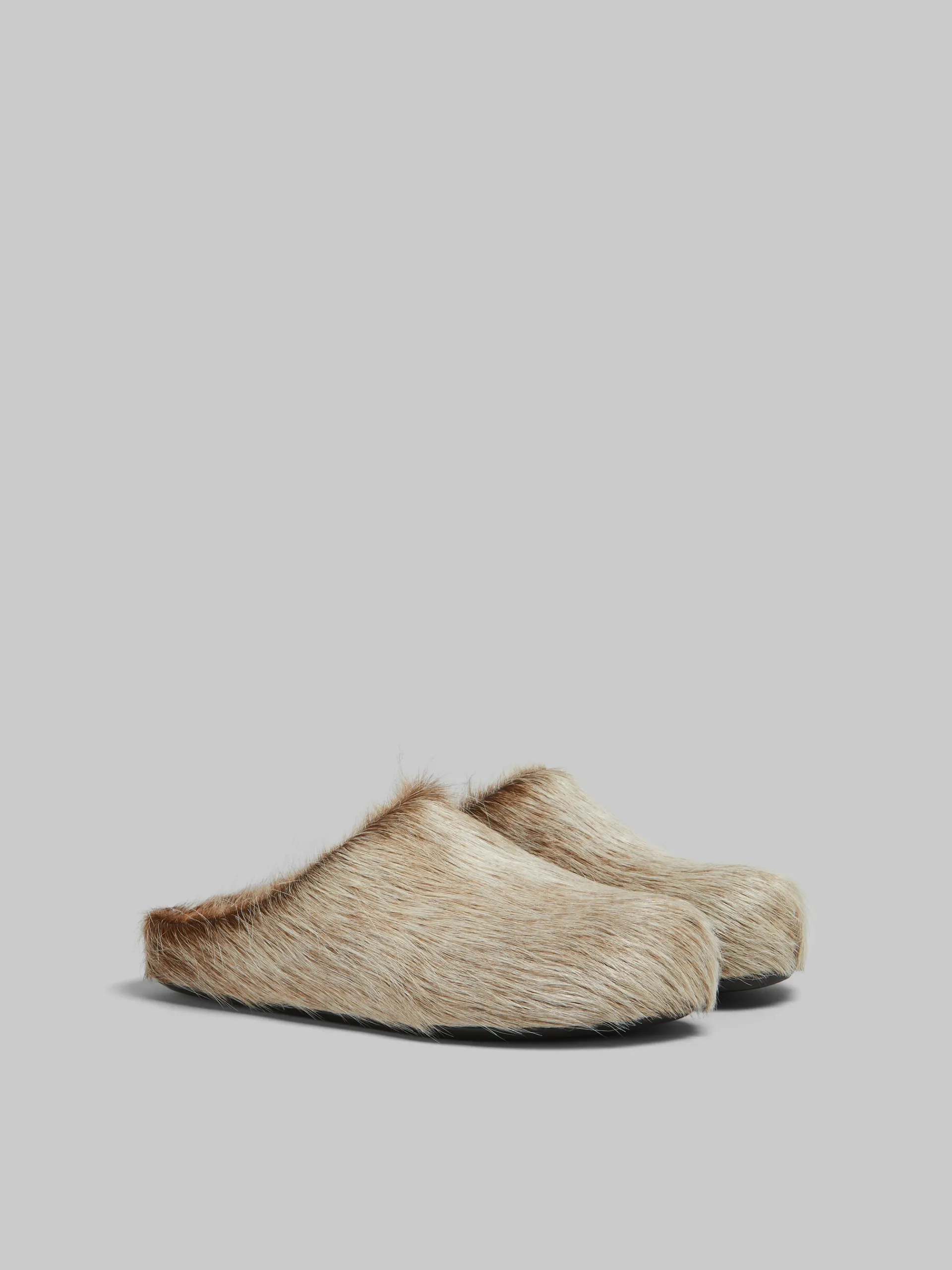 Flats | Fussbett>Marni Beige Long Hair Calfskin Fussbett Sabot SOFTBEIGE