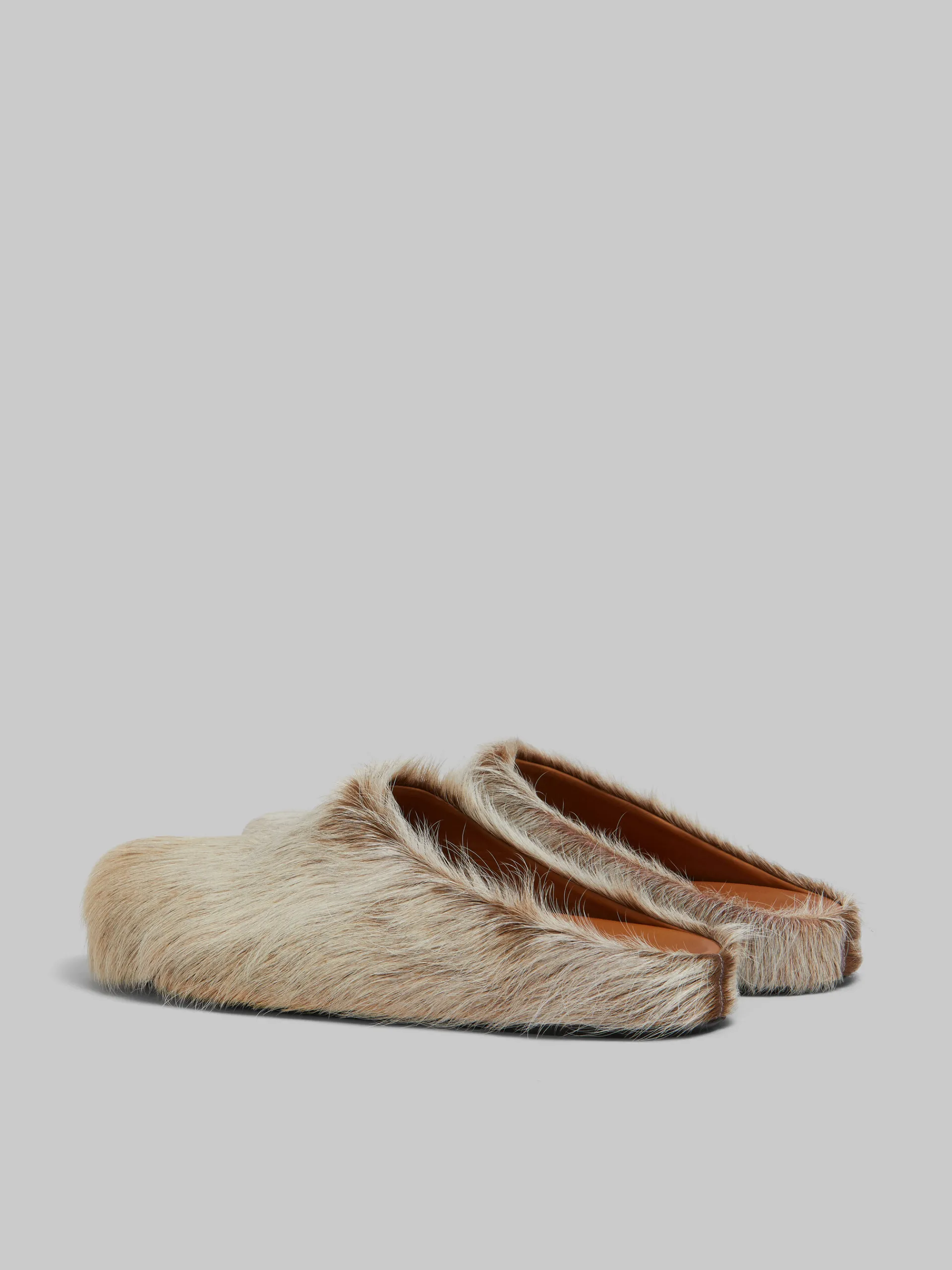 Fussbett Sabot | Pablo Sneakers>Marni Beige Long Hair Calfskin Fussbett Sabot SOFTBEIGE
