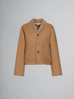 Coats & Jackets>Marni Beige Reversible Shearling Jacket WHEAT