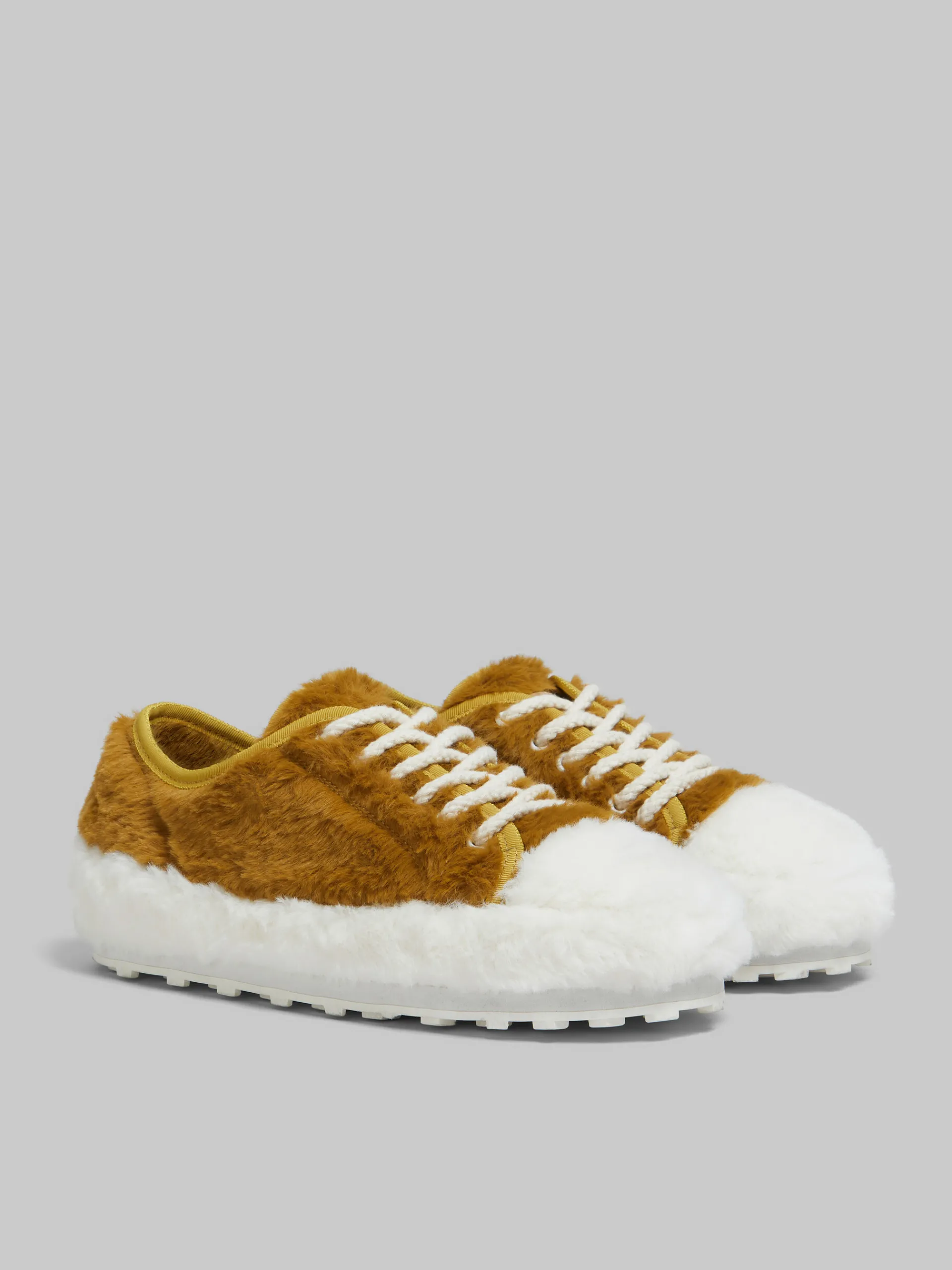 Sneakers>Marni Beige Teddy Tennis Sneaker WHITE/BEIGE