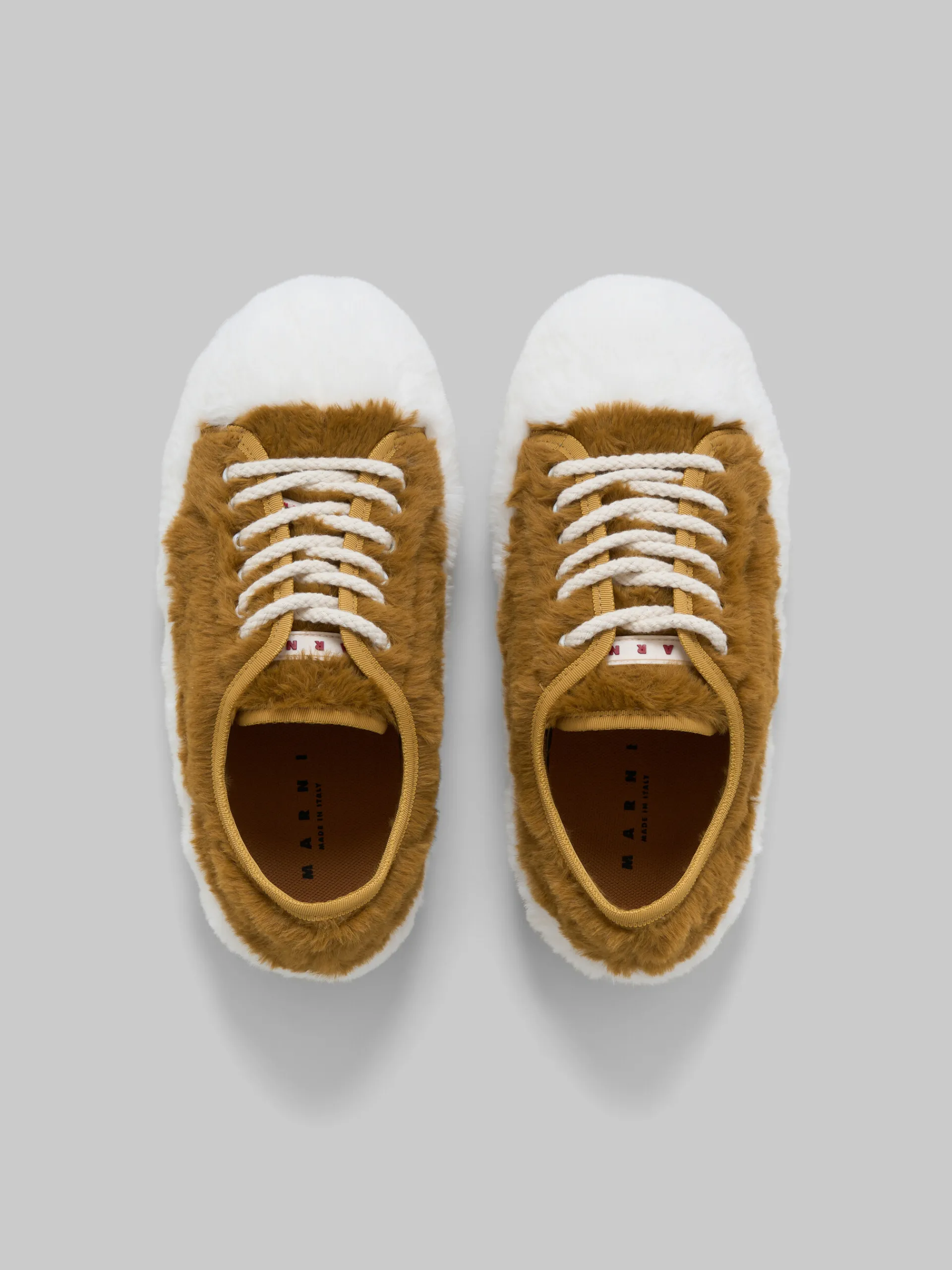 Sneakers>Marni Beige Teddy Tennis Sneaker WHITE/BEIGE