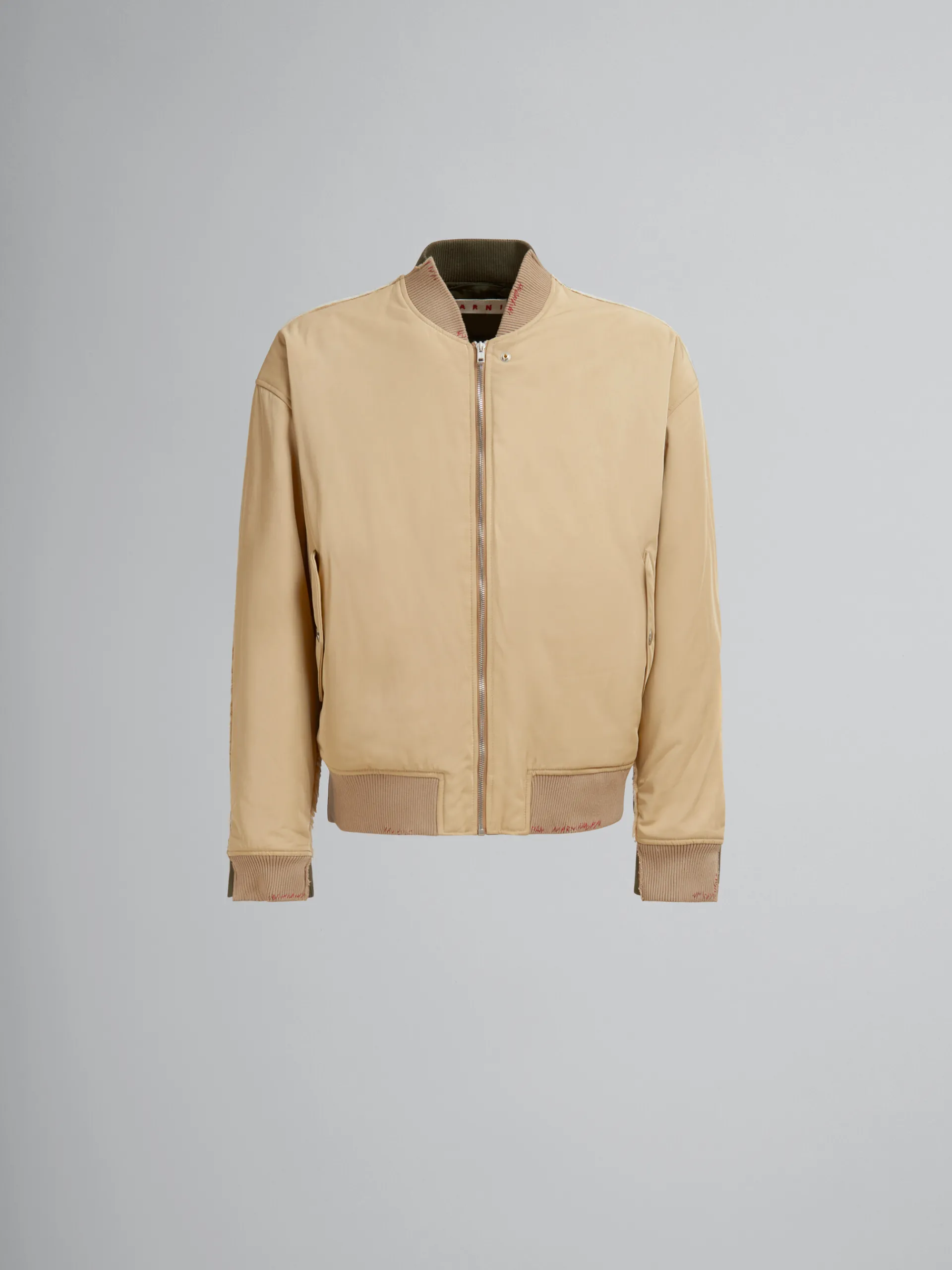 Coats & Jackets>Marni Twill Bomber Jacket With Contrast Back BEIGE