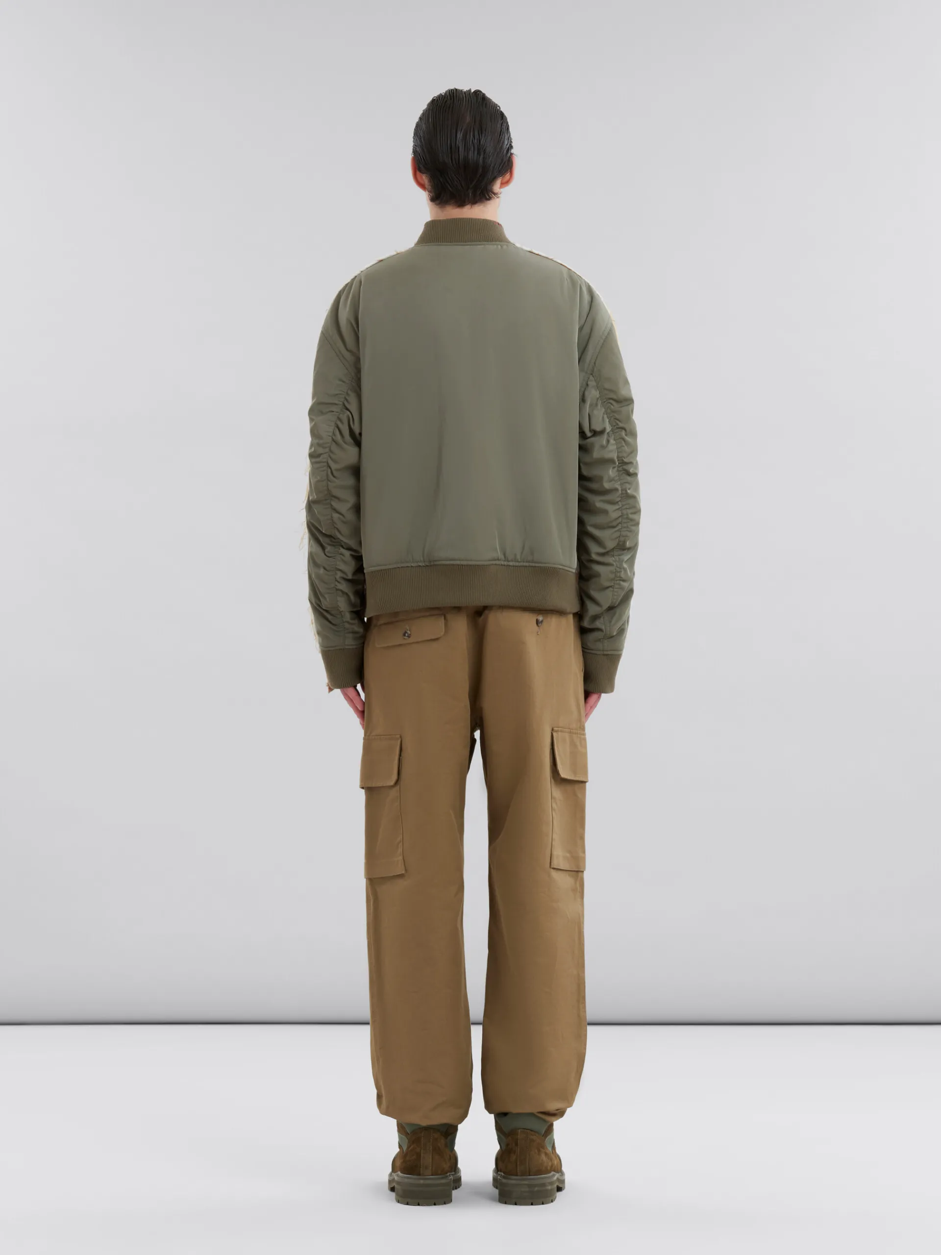 Coats & Jackets>Marni Twill Bomber Jacket With Contrast Back BEIGE