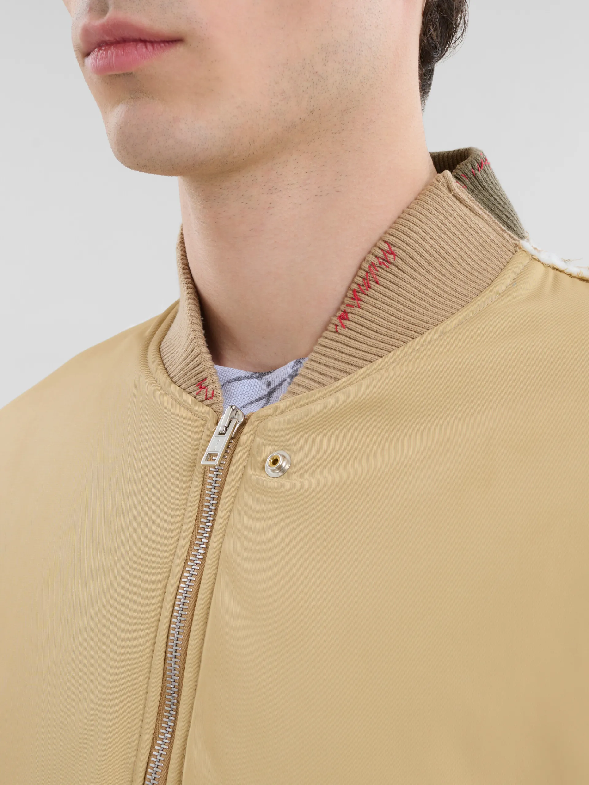 Coats & Jackets>Marni Twill Bomber Jacket With Contrast Back BEIGE