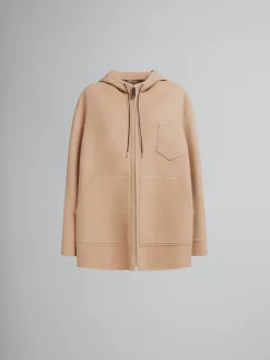 Coats & Jackets>Marni Beige Wool-cashmere Parka With Mending LIGHTCAMEL