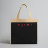 Tote Bags>Marni Black And Beige Jacquard Shopping Bag BLACK/SILKWHITE