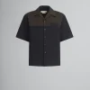 Tops & T-Shirts>Marni And Brown Wool Bowling Shirt BLACK