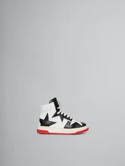 Kids>Marni Black And White Leather High Top Sneaker WHITE/BLACK