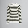 Knitwear>Marni Black And White Striped Wool-mohair Jumper ALABASTER