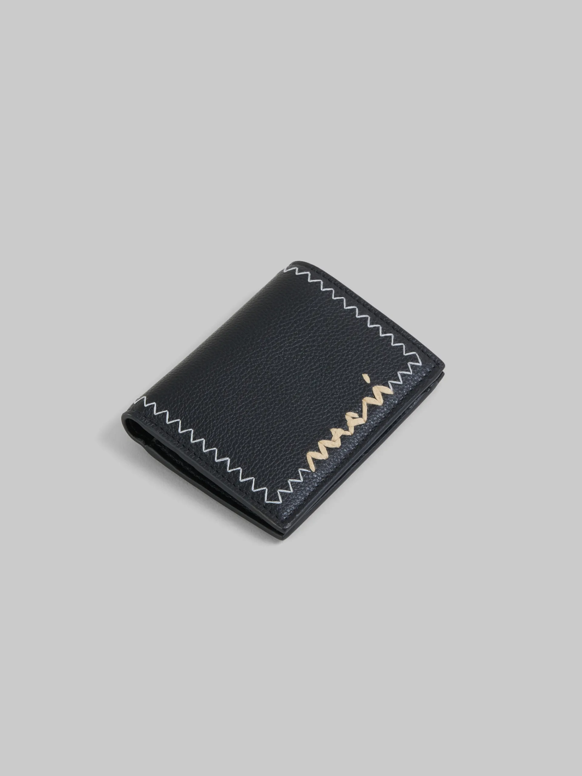 Wallets & Small Leather Goods>Marni Bi-fold Wallet With Mending Embroidery BLACK