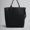 Tote Bags>Marni Canvas Tribeca Shopper With Raised Logo BLACK
