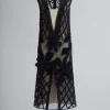Dresses>Marni Chiffon Dress With Flower Appliqués BLACK