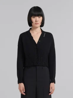 Knitwear>Marni Cotton Cropped Cardigan BLACK