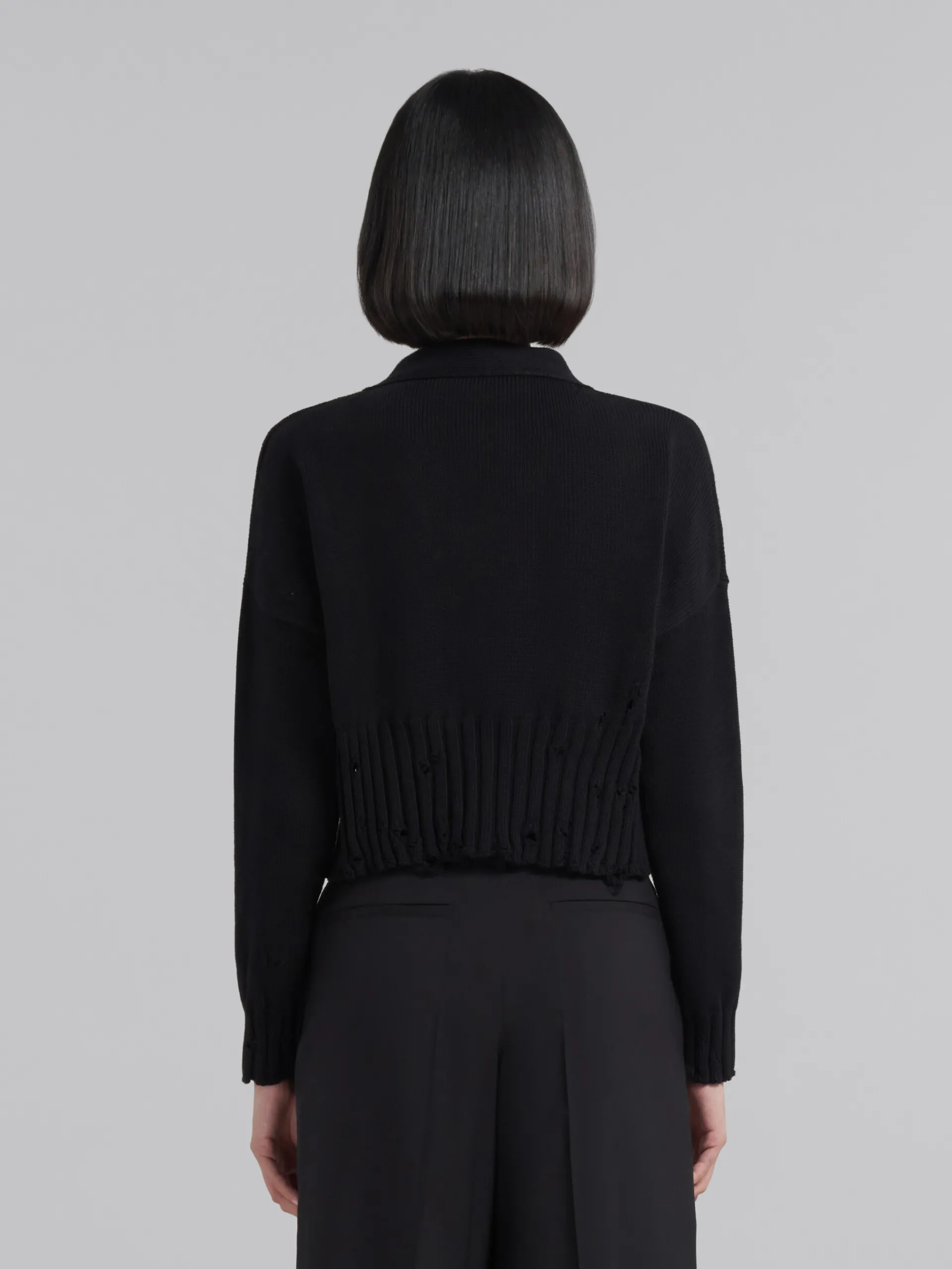 Knitwear>Marni Cotton Cropped Cardigan BLACK