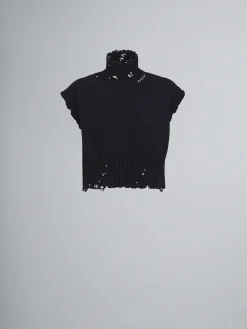 Knitwear>Marni Cotton Cropped Vest BLACK