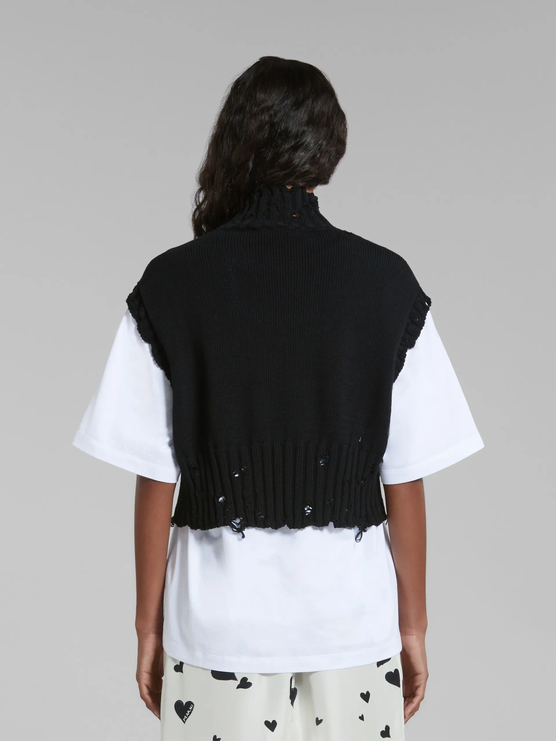 Knitwear>Marni Cotton Cropped Vest BLACK