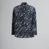 Tops & T-Shirts>Marni Crayon Print Organic Cotton Shirt BLACK
