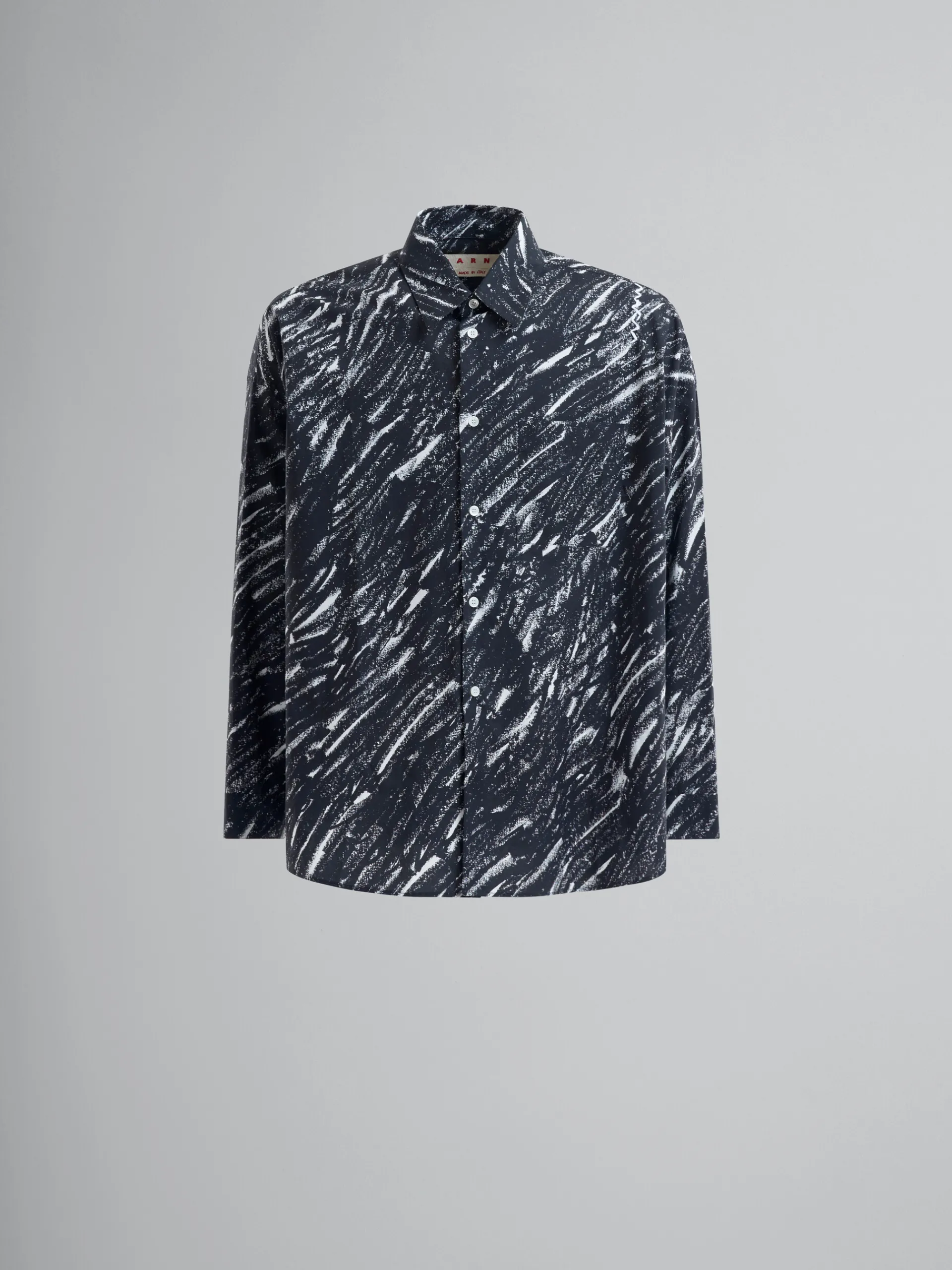 Tops & T-Shirts>Marni Crayon Print Organic Cotton Shirt BLACK