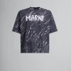 Tops & T-Shirts>Marni Crayon Print Organic Cotton T-shirt BLACK