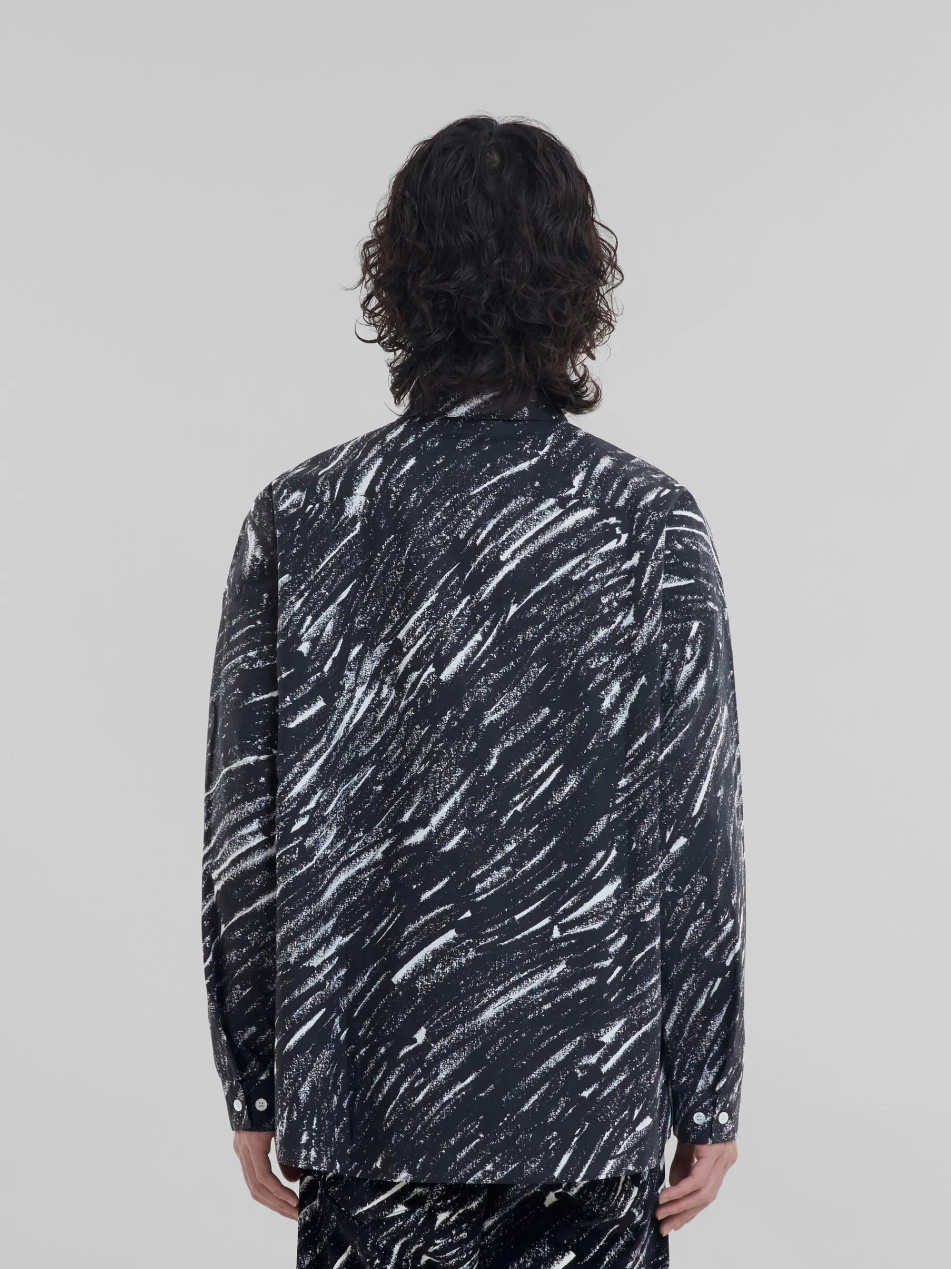 Tops & T-Shirts>Marni Crayon Print Organic Cotton Shirt BLACK