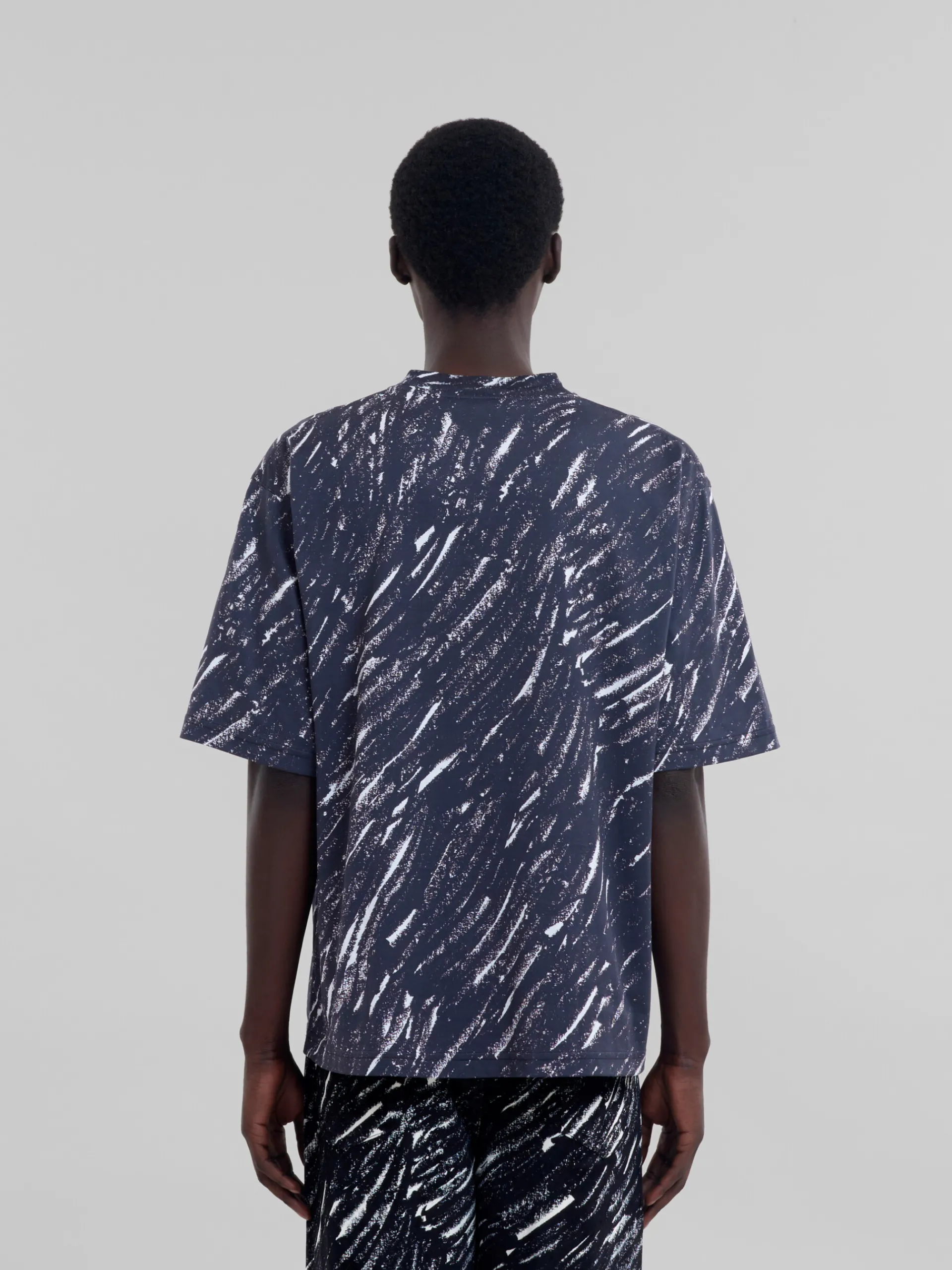 Tops & T-Shirts>Marni Crayon Print Organic Cotton T-shirt BLACK