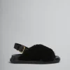 Slides & Sandals | Fussbett>Marni Curly Shearling Fussbett Slide BLACK