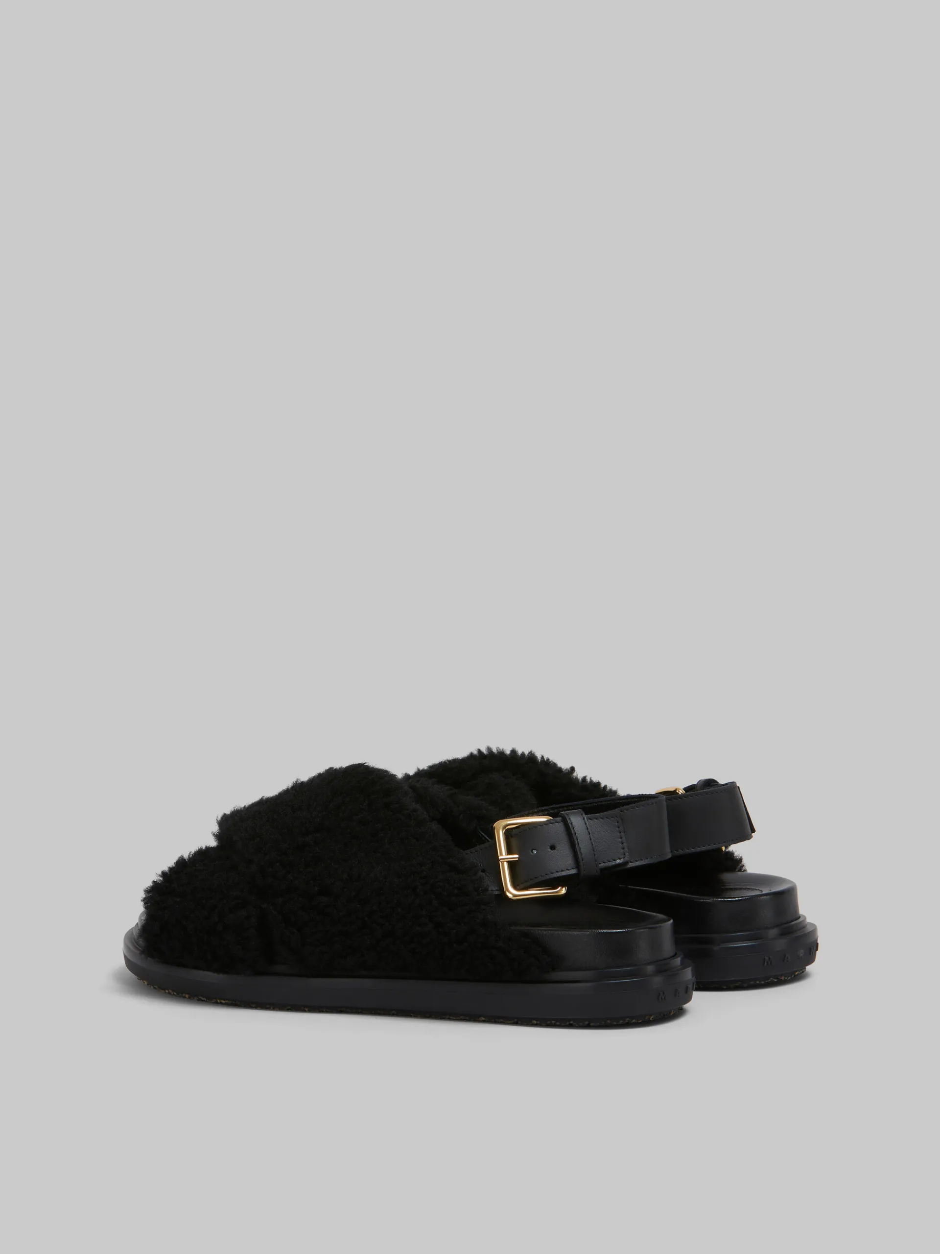Slides & Sandals | Fussbett>Marni Curly Shearling Fussbett Slide BLACK