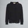 Knitwear>Marni Dishevelled Cotton Hoodie With Mending BLACK