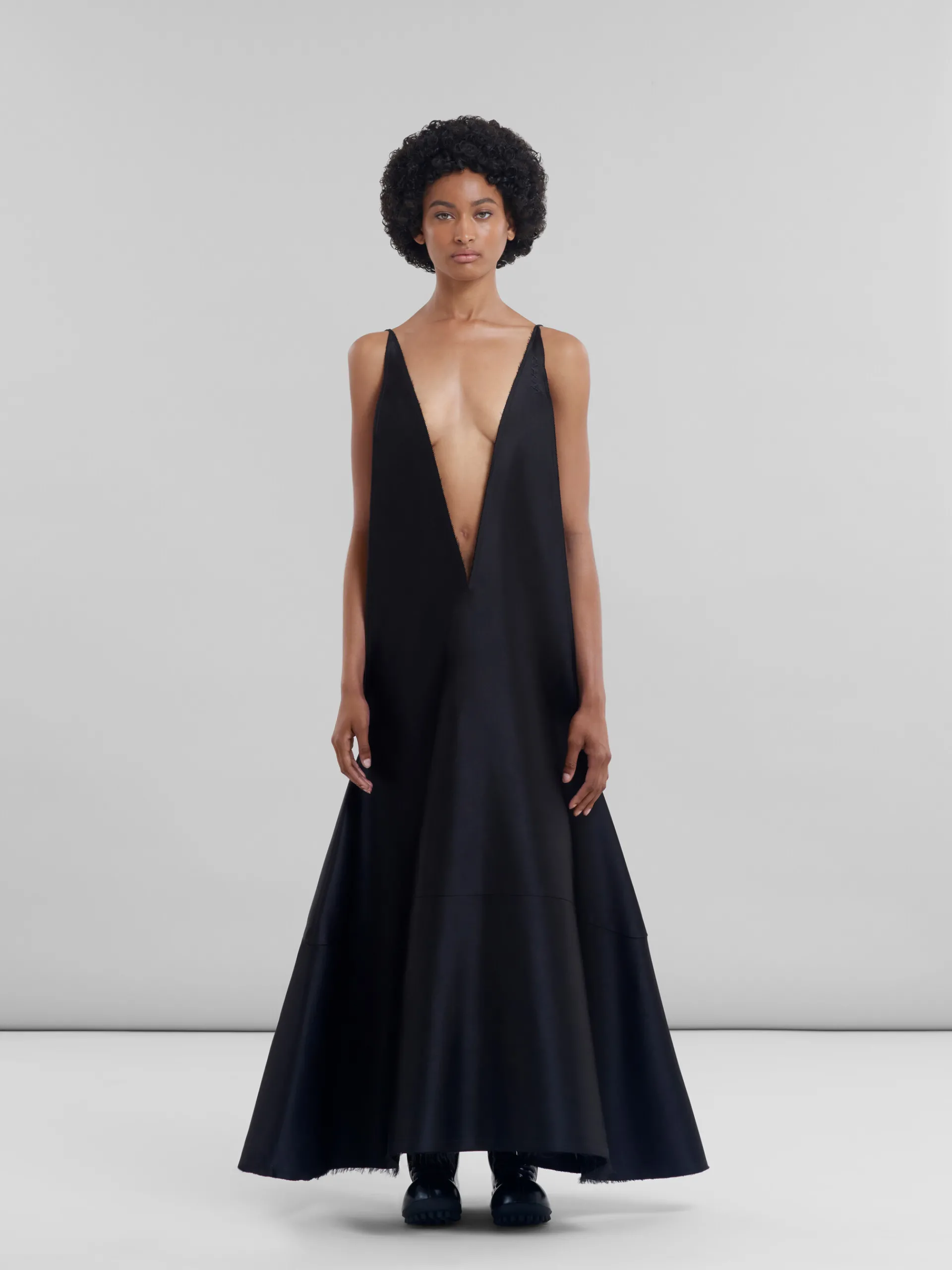 Dresses>Marni Duchesse V-neck Dress BLACK