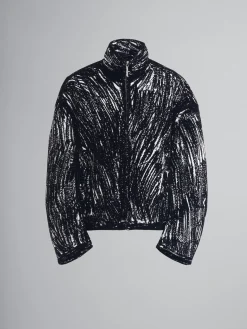 Coats & Jackets | Matching Sets>Marni Flocked Cotton Padded Jacket With Crayon Print BLACK