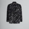 Tops & T-Shirts | Denim>Marni Flocked Denim Oversized Shirt With Crayon Print BLACK