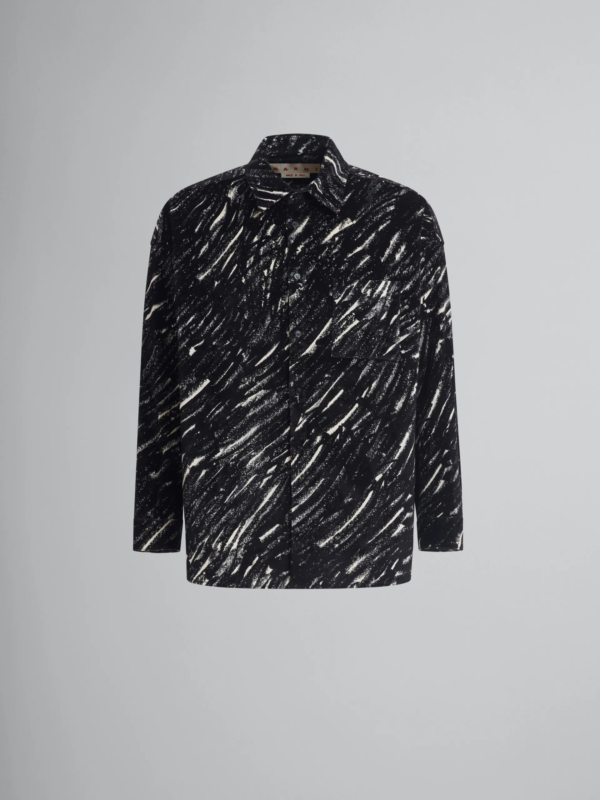 Tops & T-Shirts | Denim>Marni Flocked Denim Oversized Shirt With Crayon Print BLACK