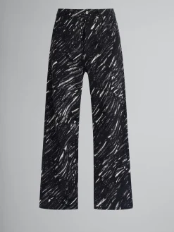 Denim | Pants>Marni Flocked Denim Wide-leg Jeans With Crayon Print BLACK