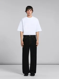 Pants | Denim>Marni Flocked Denim Wide-leg Jeans BLACK