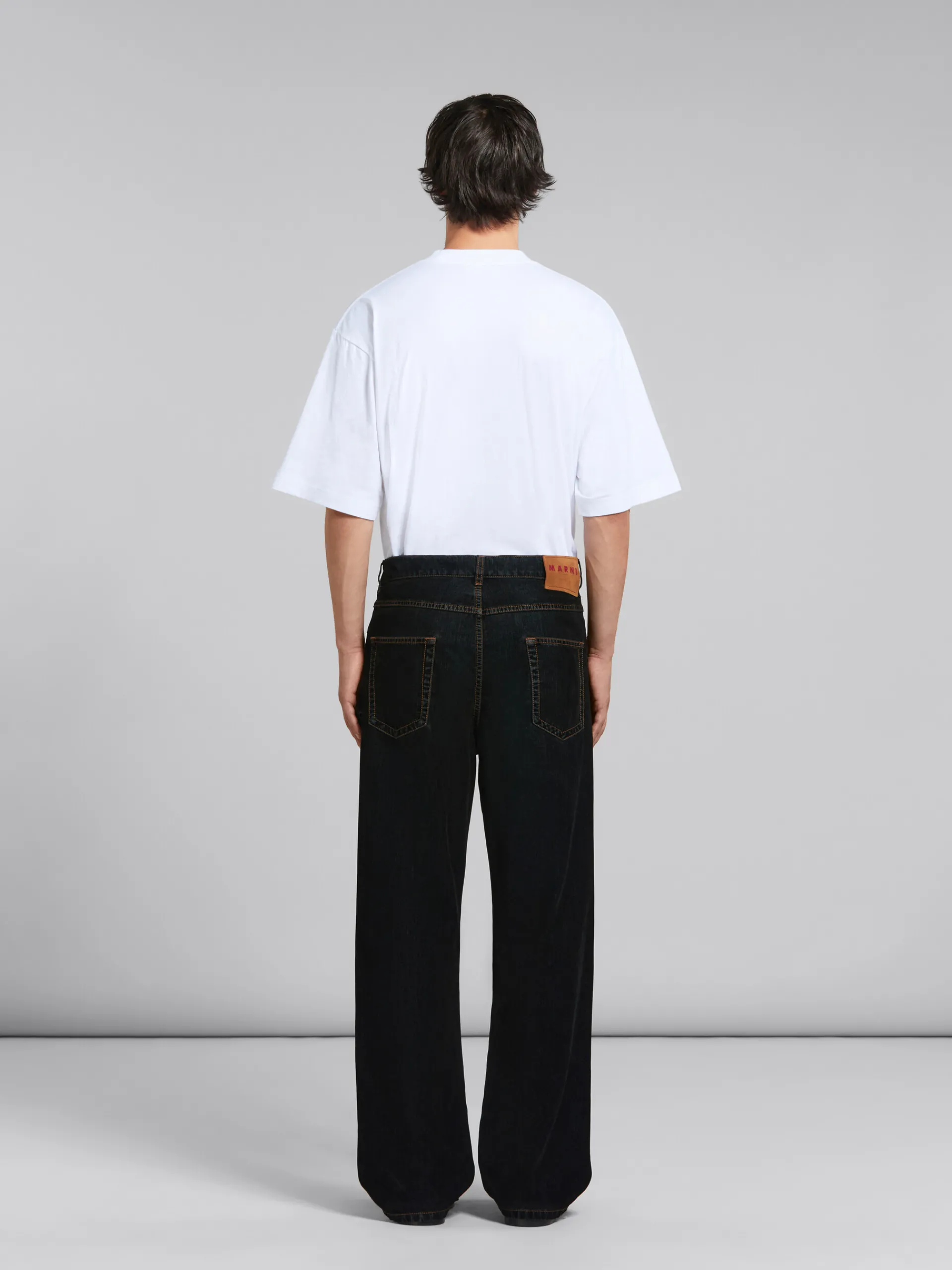 Pants | Denim>Marni Flocked Denim Wide-leg Jeans BLACK