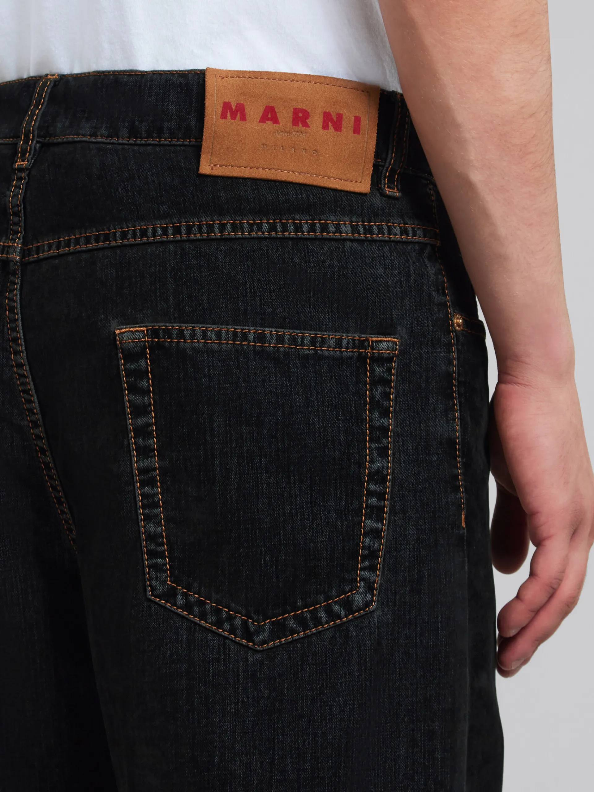 Pants | Denim>Marni Flocked Denim Wide-leg Jeans BLACK