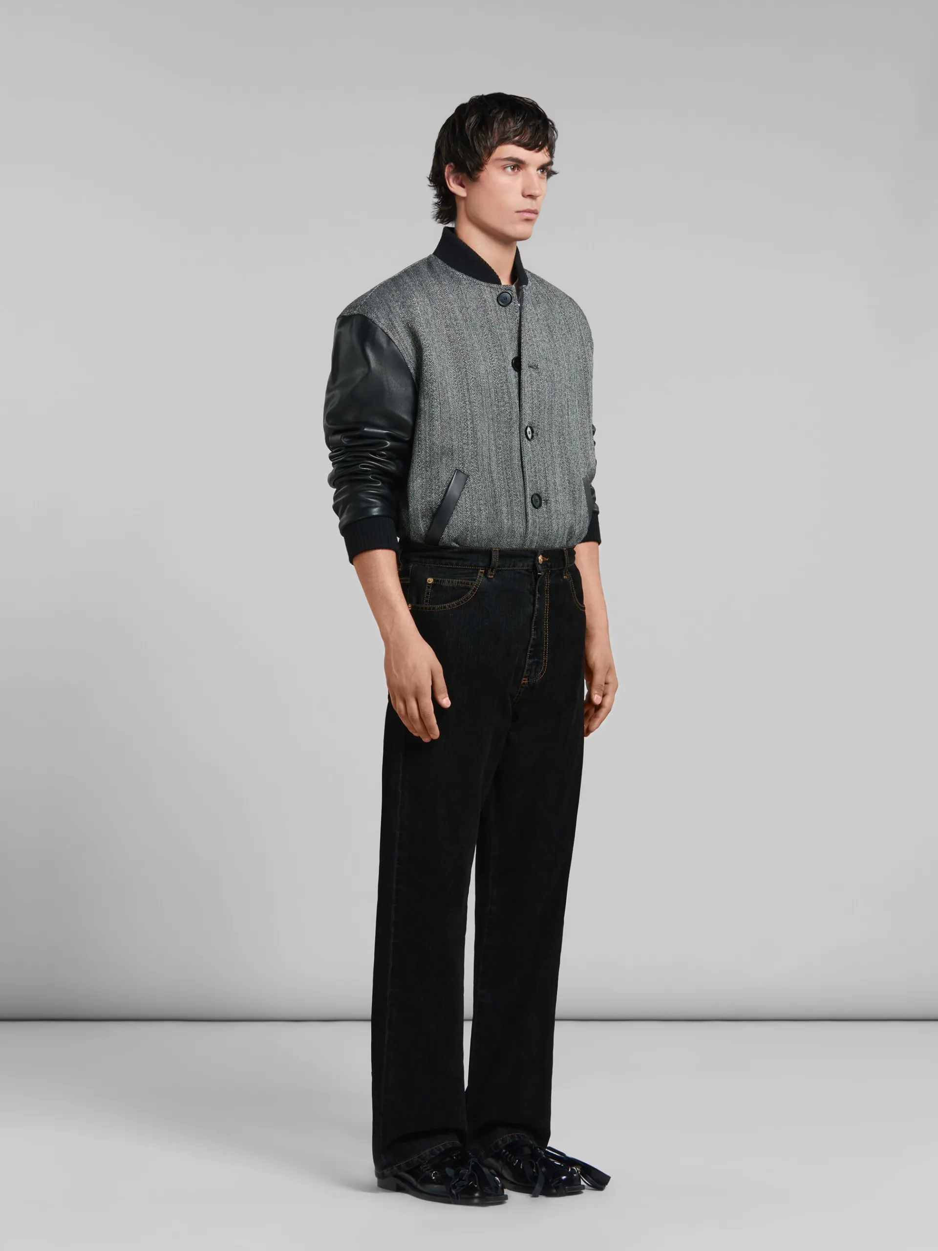 Pants | Denim>Marni Flocked Denim Wide-leg Jeans BLACK