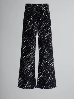 Matching Sets | Pants>Marni Flocked Loose Jeans With Crayon Print BLACK