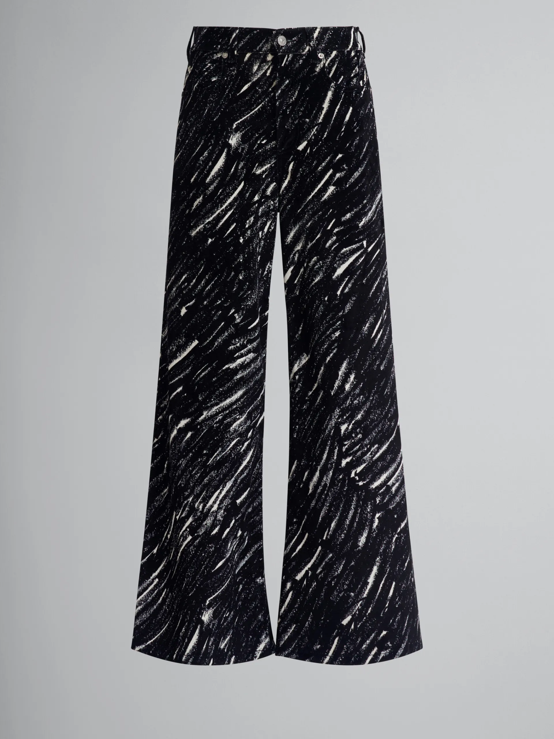 Matching Sets | Pants>Marni Flocked Loose Jeans With Crayon Print BLACK
