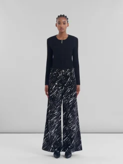 Matching Sets | Pants>Marni Flocked Loose Jeans With Crayon Print BLACK