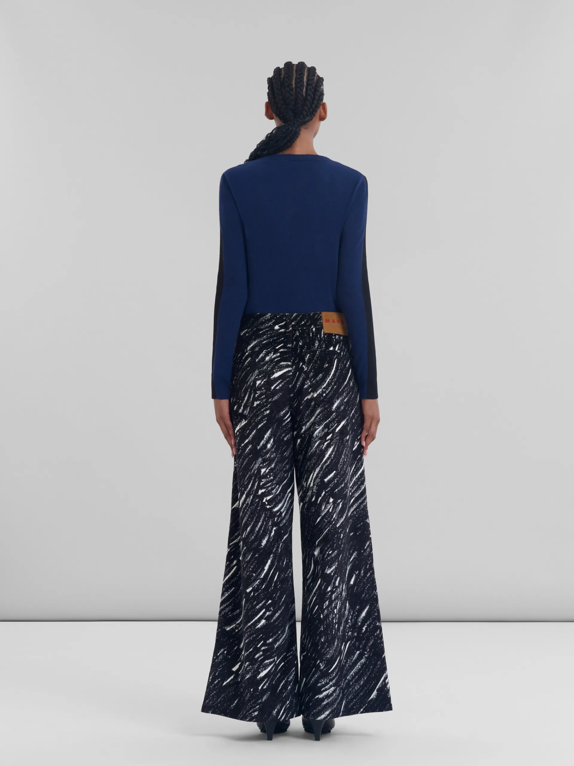 Matching Sets | Pants>Marni Flocked Loose Jeans With Crayon Print BLACK
