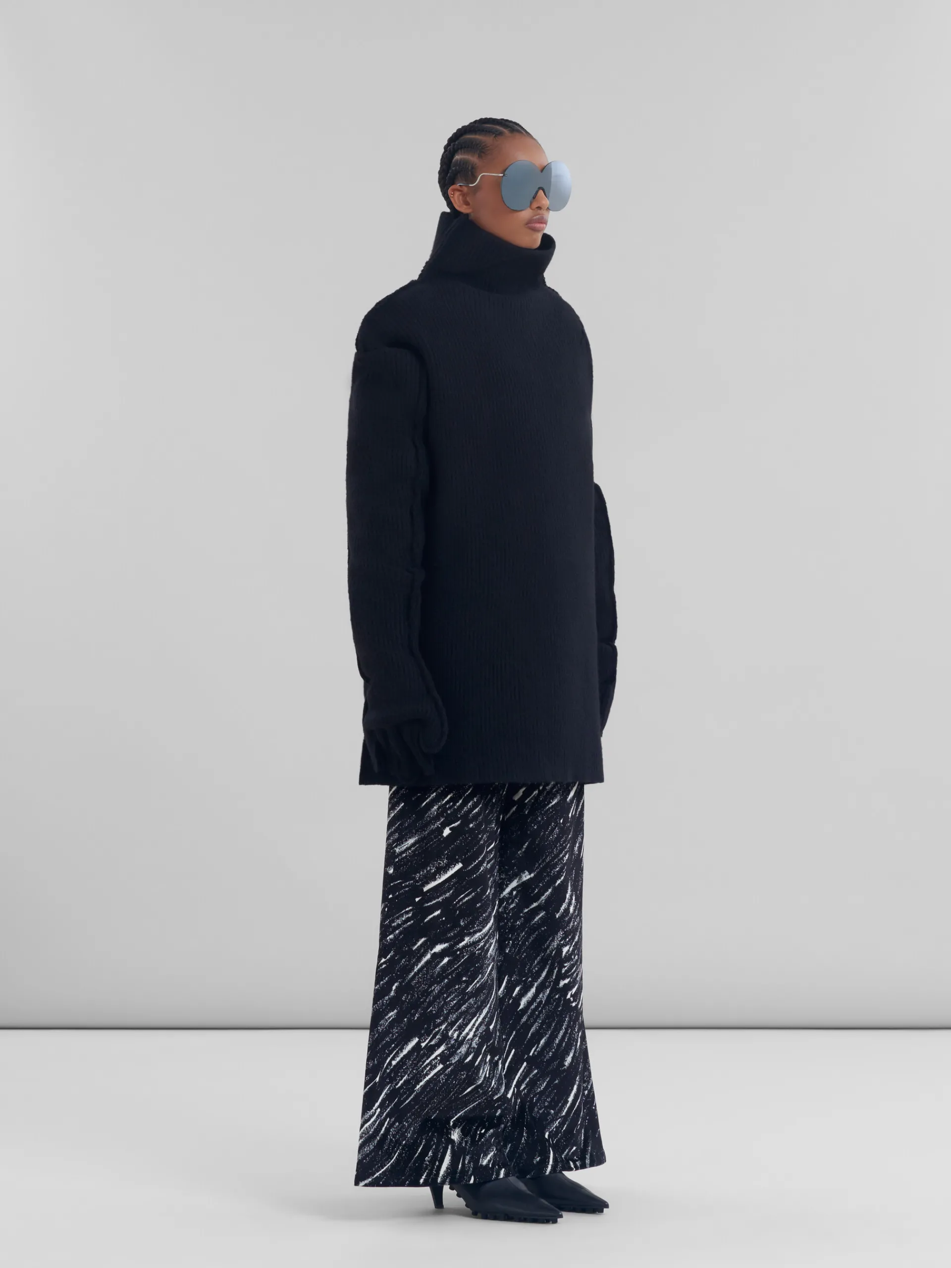 Matching Sets | Pants>Marni Flocked Loose Jeans With Crayon Print BLACK