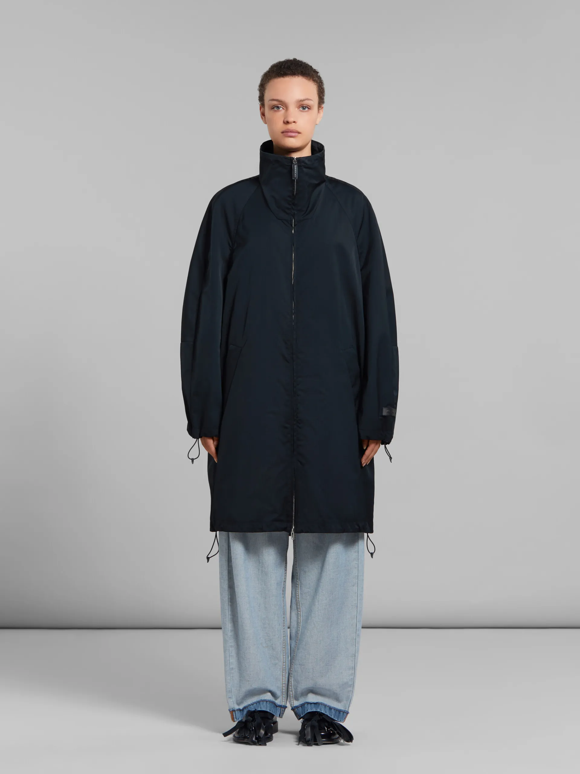 Coats & Jackets>Marni Gathered Taffeta Parka BLACK